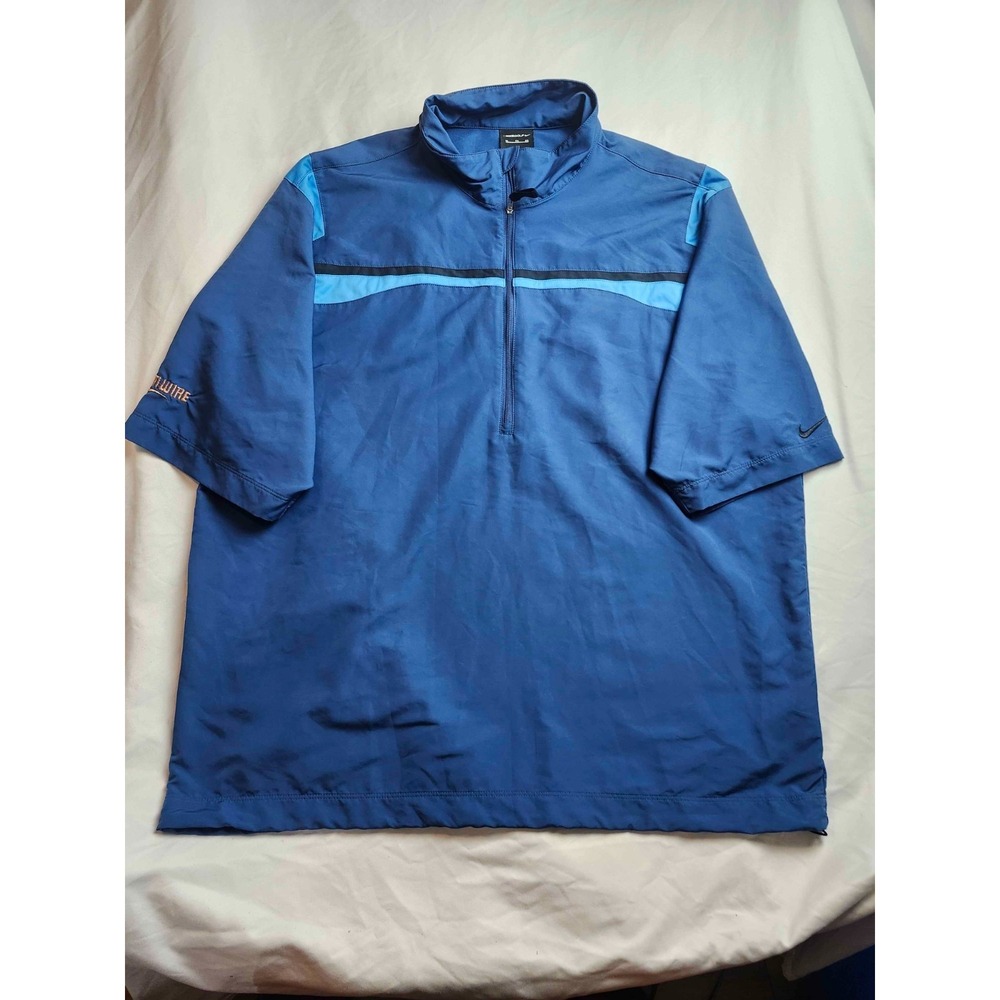 Nike Golf Windbreaker Polo Shirt Men XL Blue Athletic Outdoor Sporty Performance